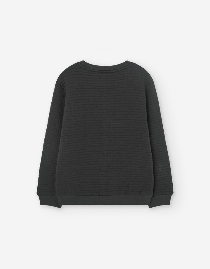 top l/s crew neck textured - grey