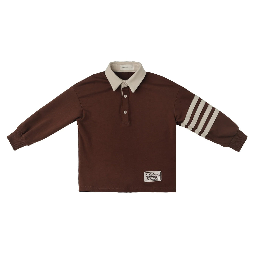 polo l/s sweat leopard - brown