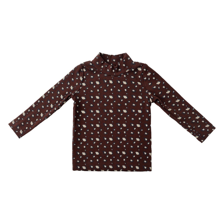 set outfit leopard print mockneck and corduroy overalls - brown