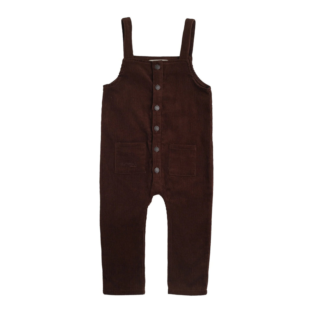 set outfit leopard print mockneck and corduroy overalls - brown