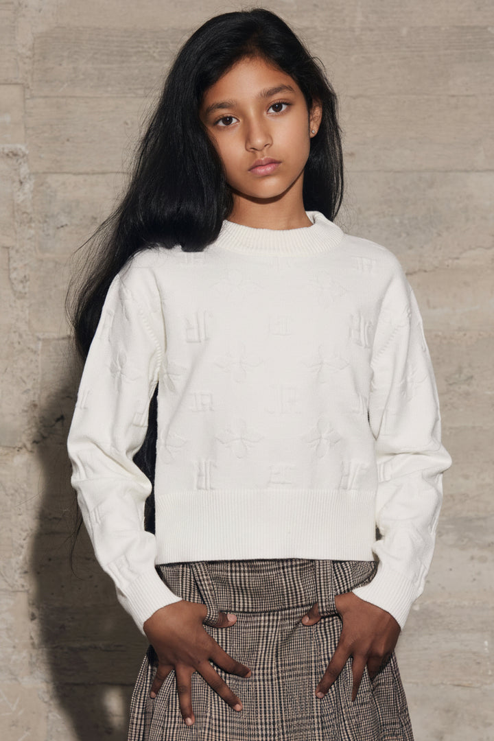 top l/s logo print turtleneck sweater - off white