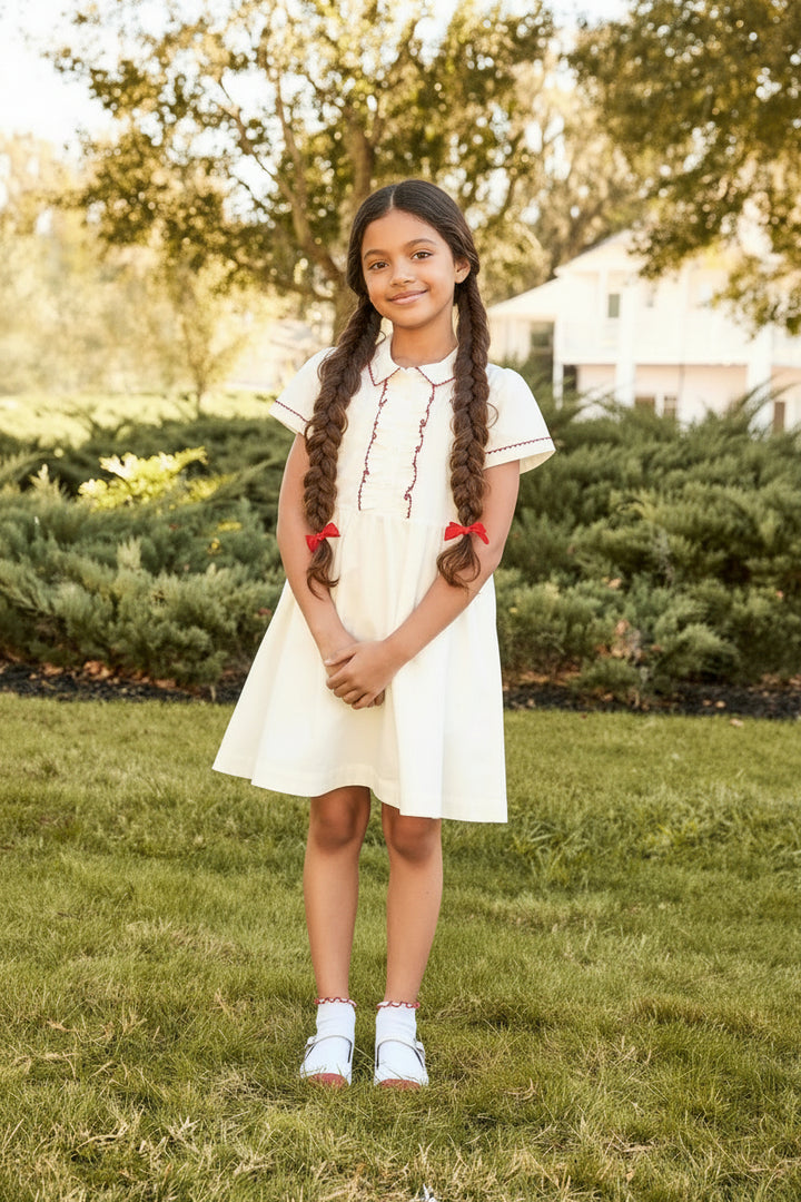 signature pico short sleeve dress - white