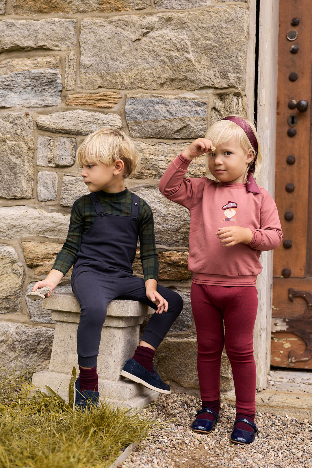 set outfit scottish boy sweatshirt and leggings - pink