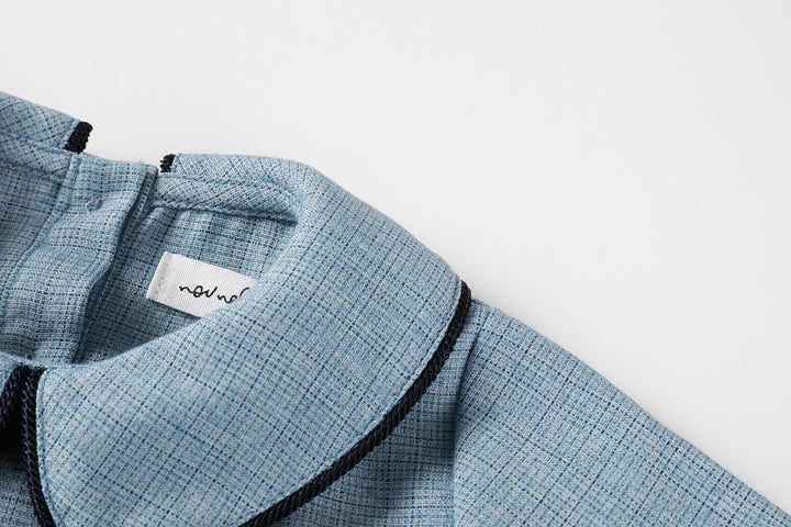 shirt l/s style piping - light blue