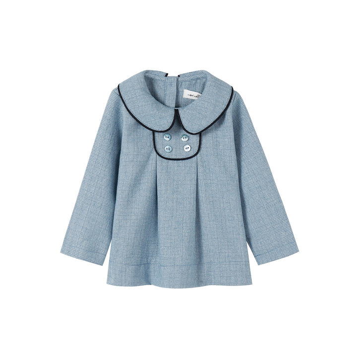 shirt l/s style piping - light blue