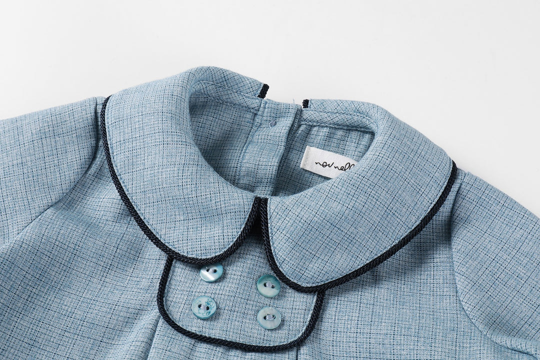 shirt l/s style piping - light blue