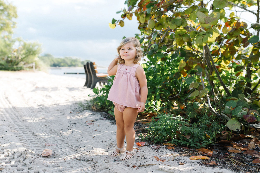 set outfit denim capsule lace detail tank and frill shorts - pink wash