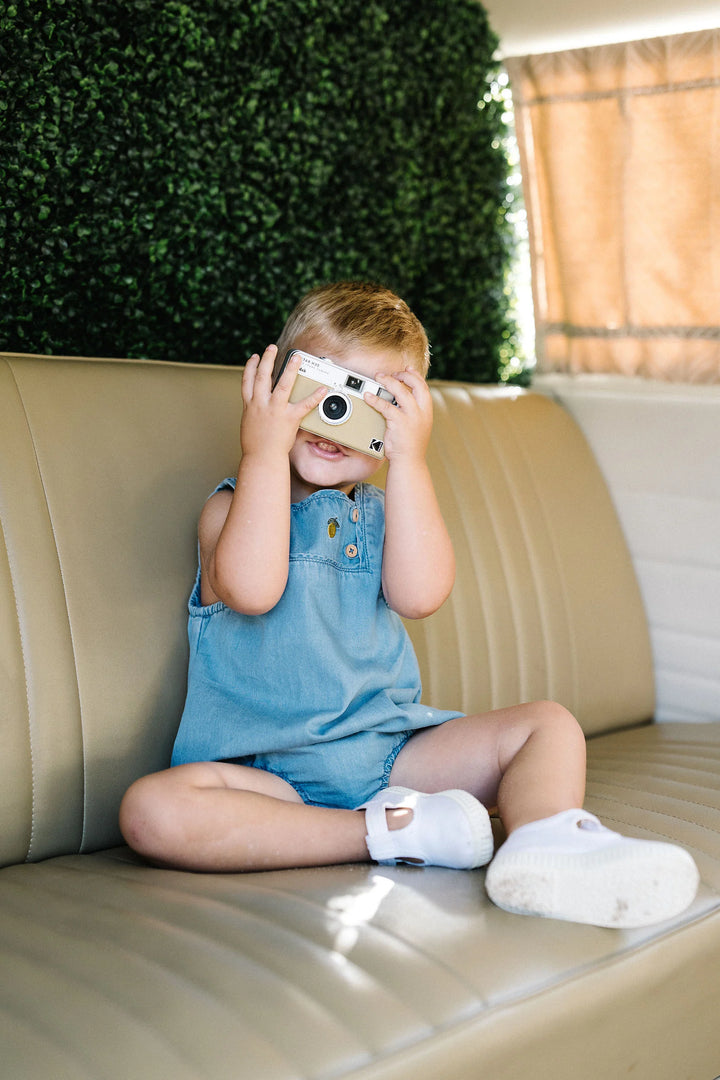 set outfit denim capsule lemon tank and shorts - blue tencel
