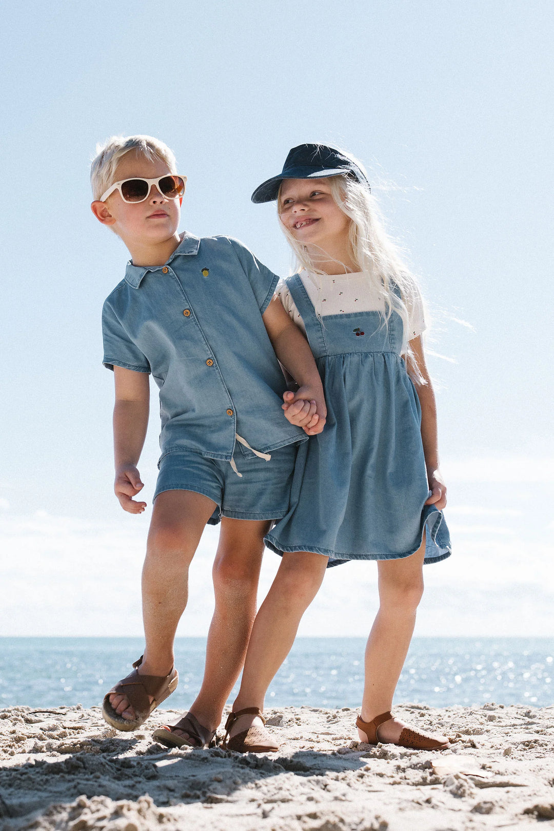 dress denim capsule crossback jumper with cherry - blue tencel