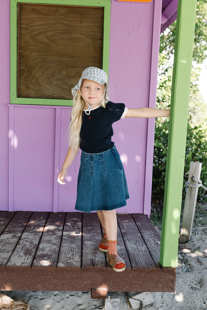 skirt pleated denim - blue denim