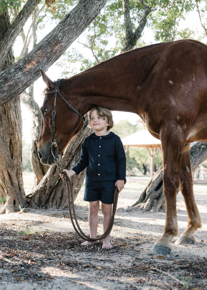 suit linen and shorts - navy