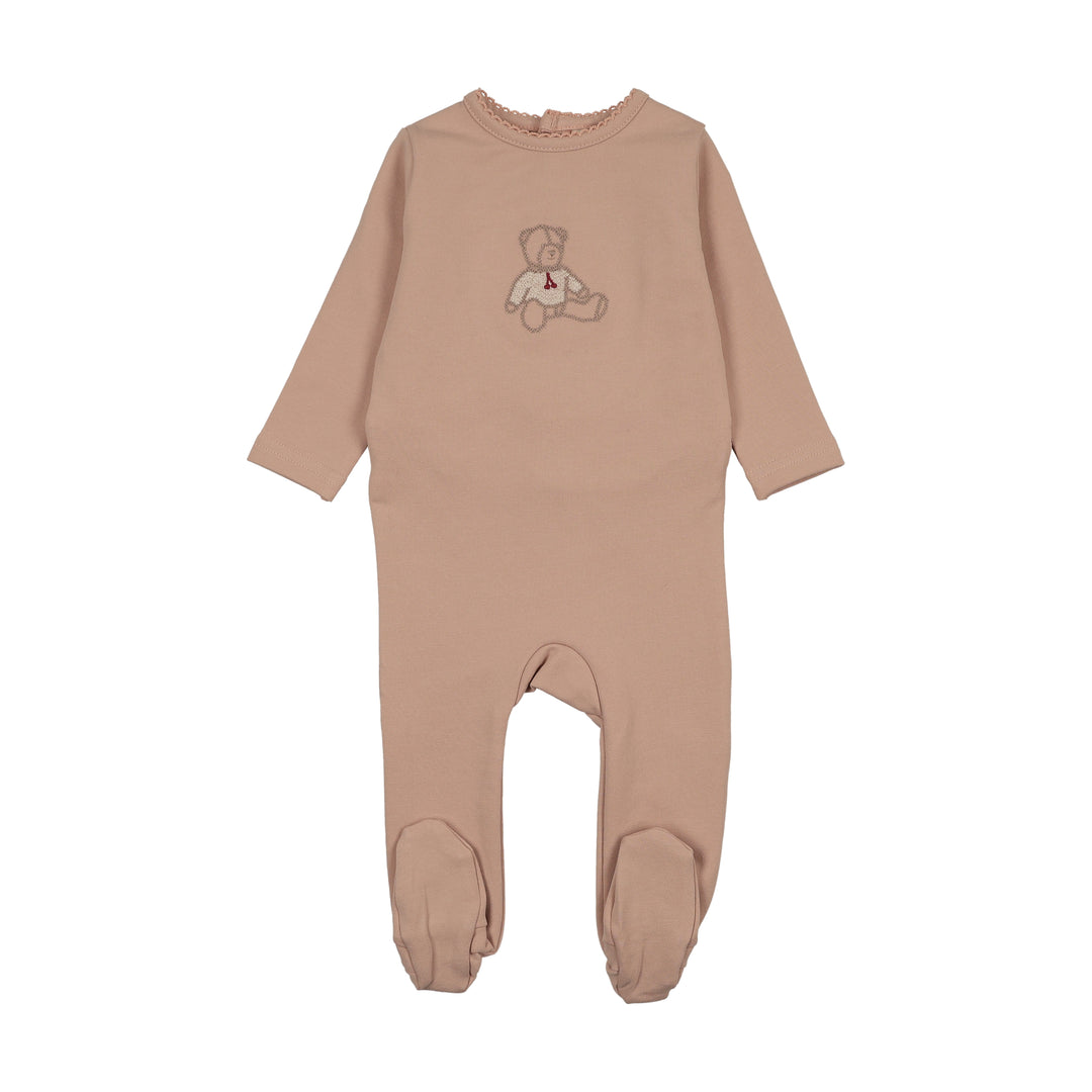 footie sweet bear - dusty pink