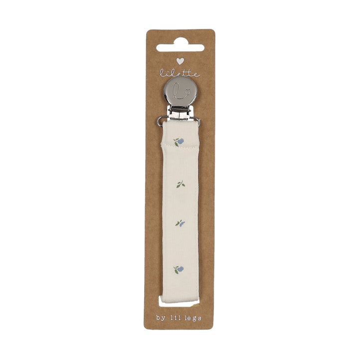 pacifier clip bitsy floral - cream/blue