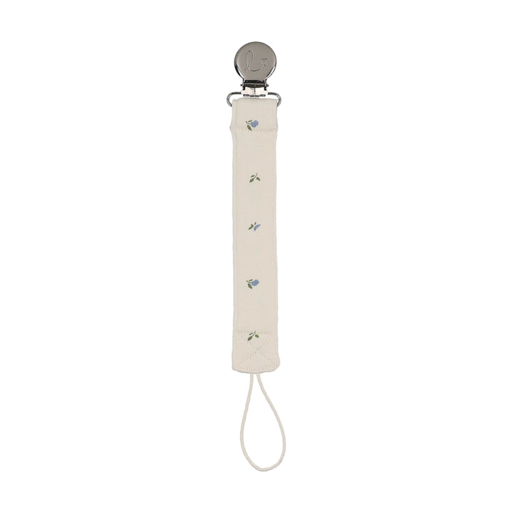 pacifier clip bitsy floral - cream/blue