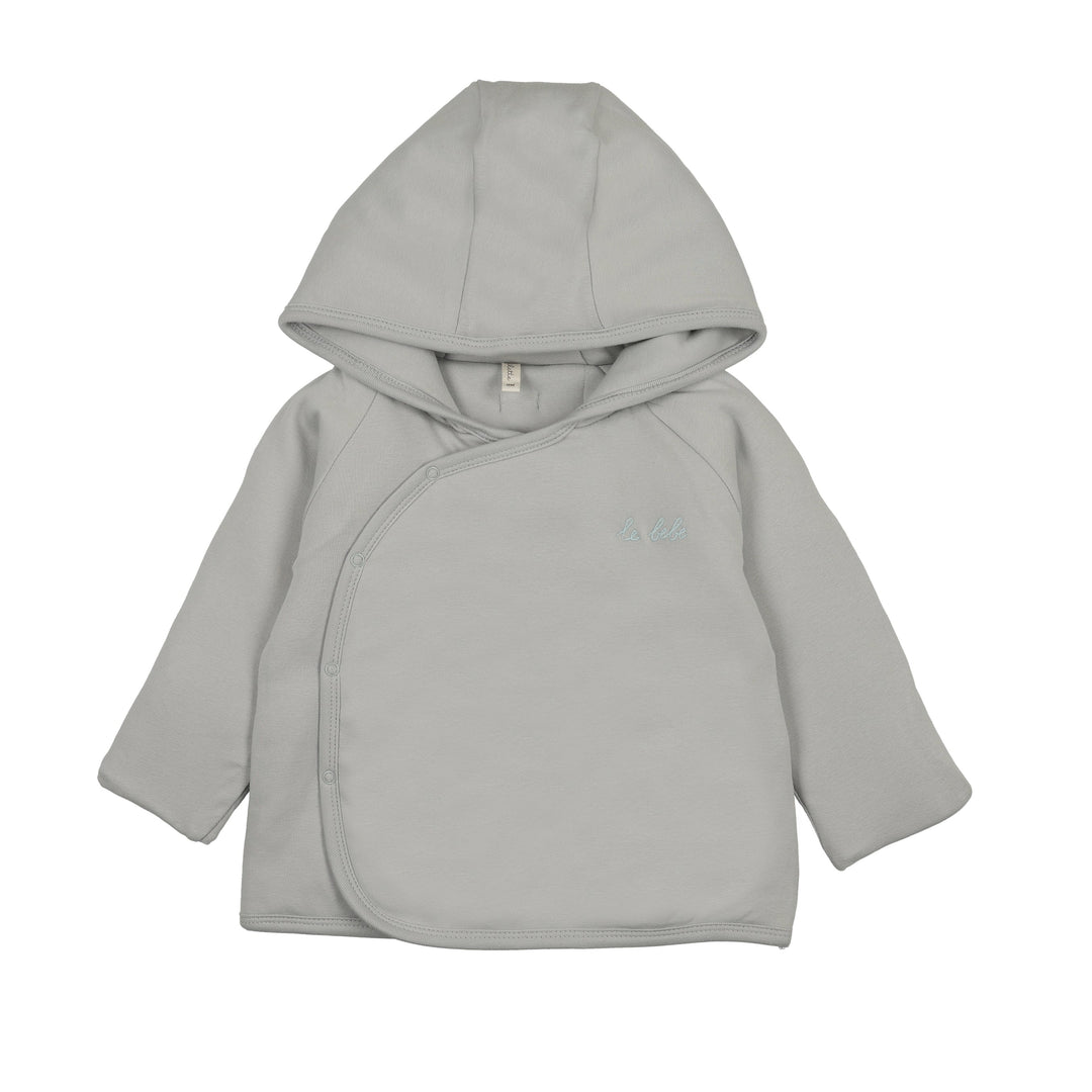 jacket padded le bebe wrap with hood - dusty blue