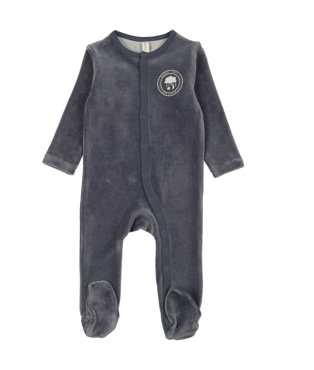 footie velour snap down - off navy