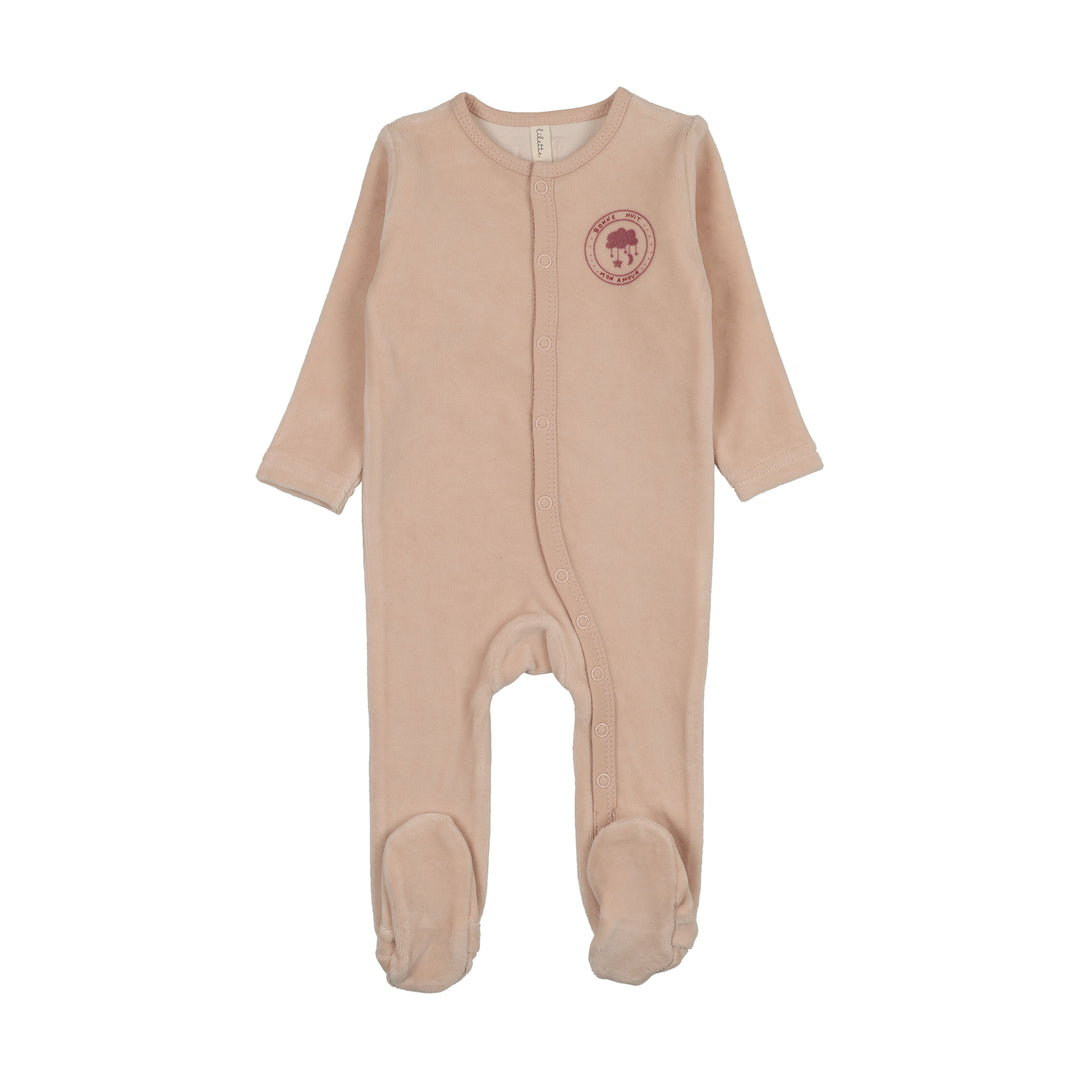 footie velour snap down - pale pink