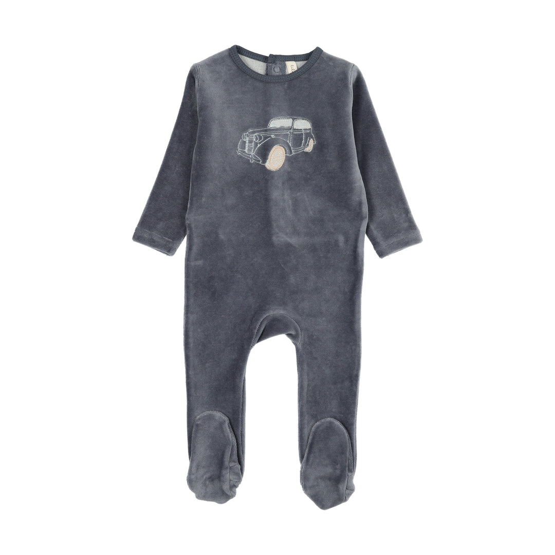 footie stitched graphic velour - off navy