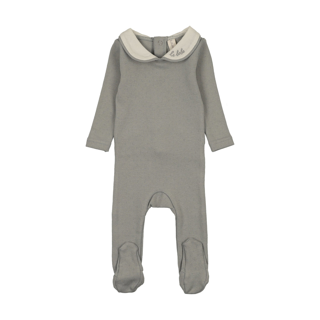footie le bebe pointelle - light blue