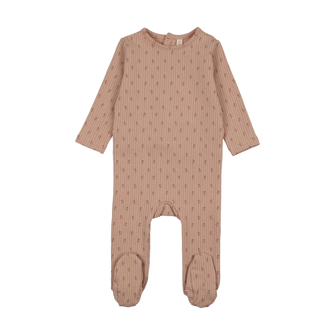 footie stripe print - dusty pink