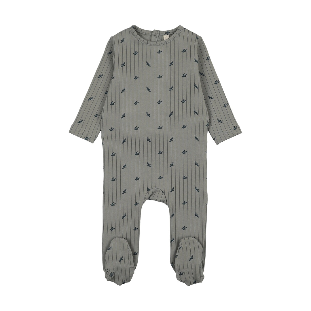 footie stripe print - light blue