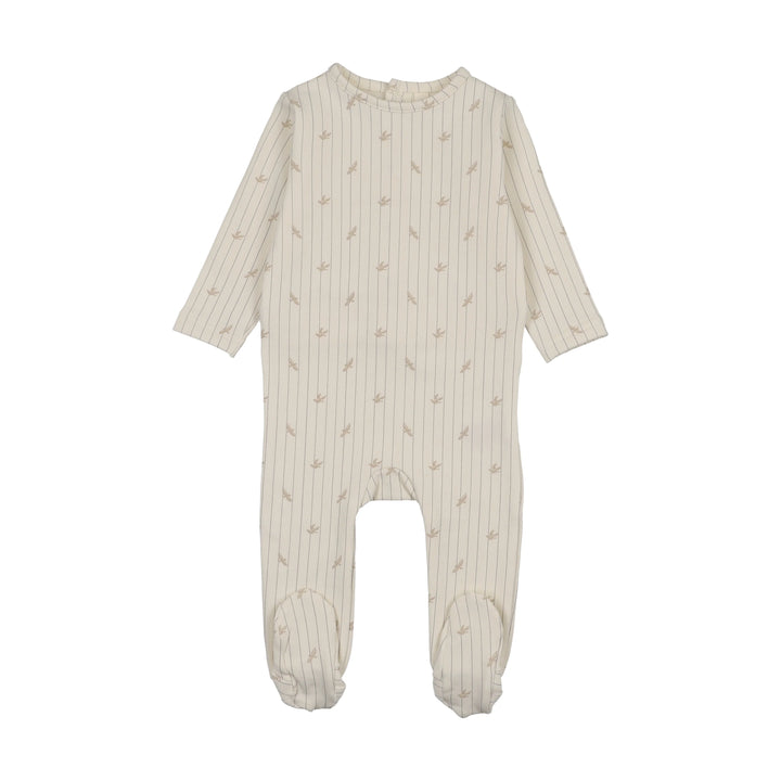 footie stripe print - cream/oat