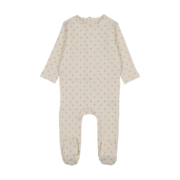 footie stripe print - cream/pink