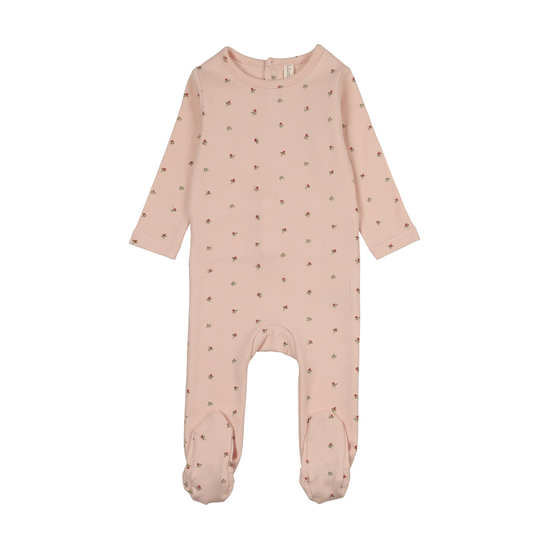 footie bitsy floral - pale pink