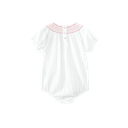 linen romper with floral smocking - white