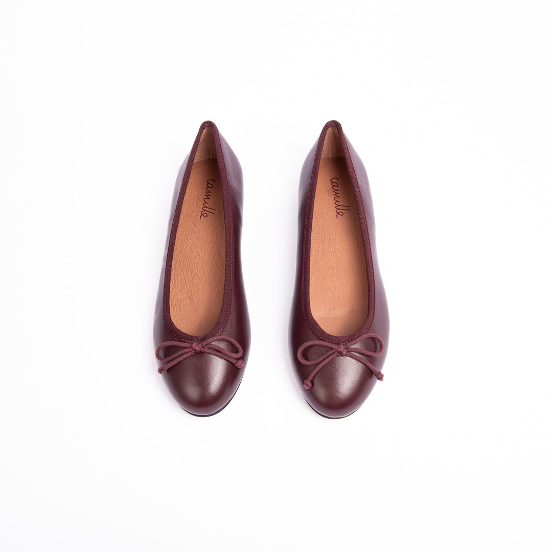 shoes lucie slip ons with rope bow - burgundy leather