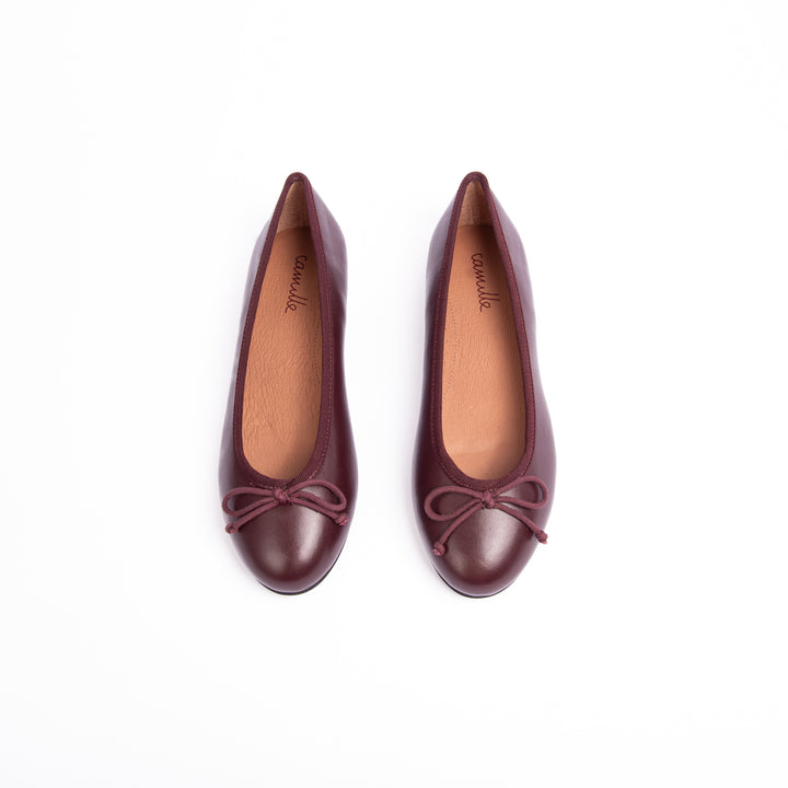 shoes lucie slip ons with rope bow - burgundy leather