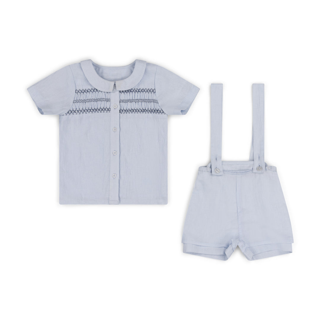set outfit shirt s/s and overall - light blue