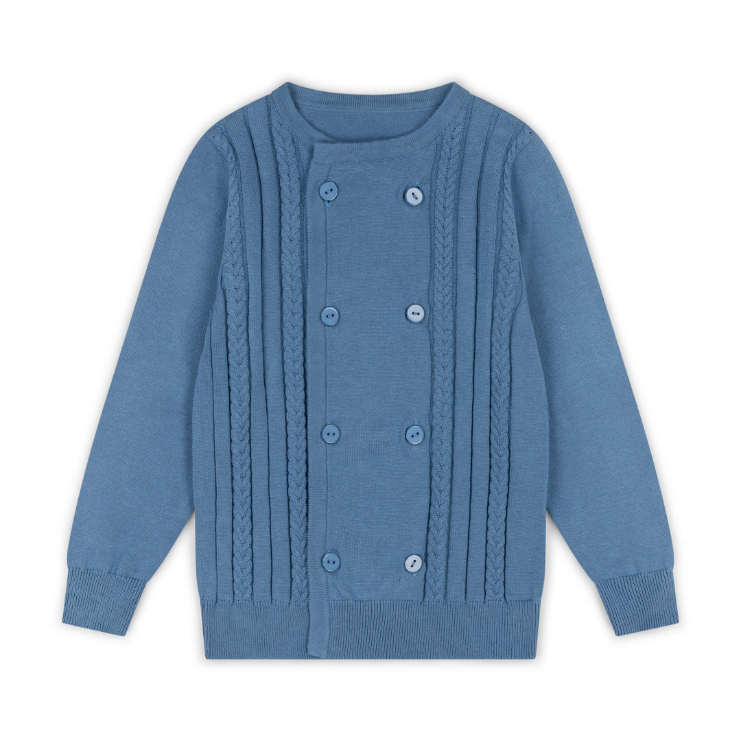 cardigan double breasted knit - dusty blue