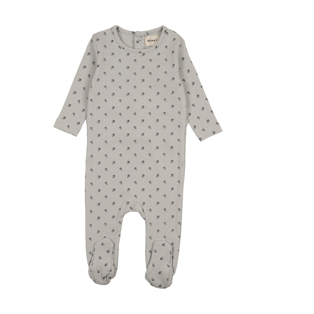 footie berry print with beanie - blue berry print