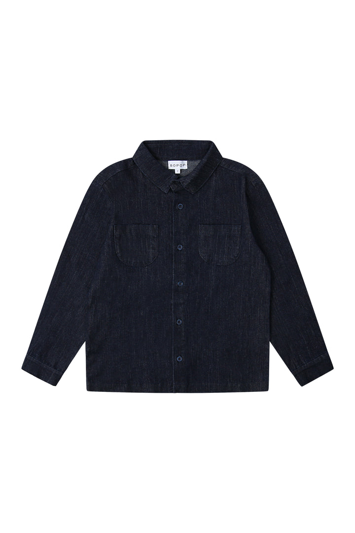shirt l/s denim pocket - navy/denim
