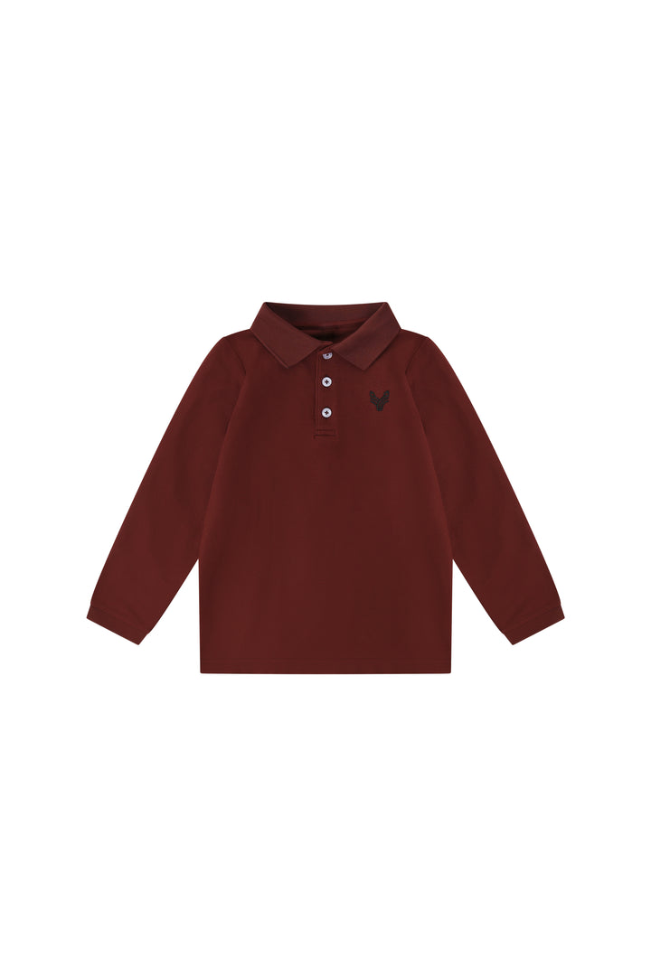polo l/s solid emblem - burgundy
