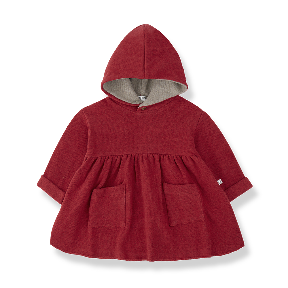 dress cotton pocket with hood - fiamma red