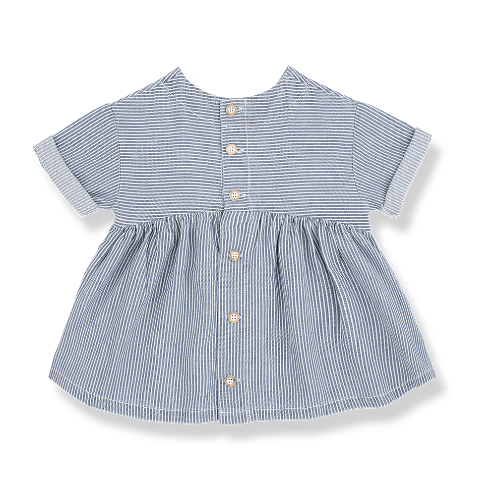 dress s/s striped with pockets - denim