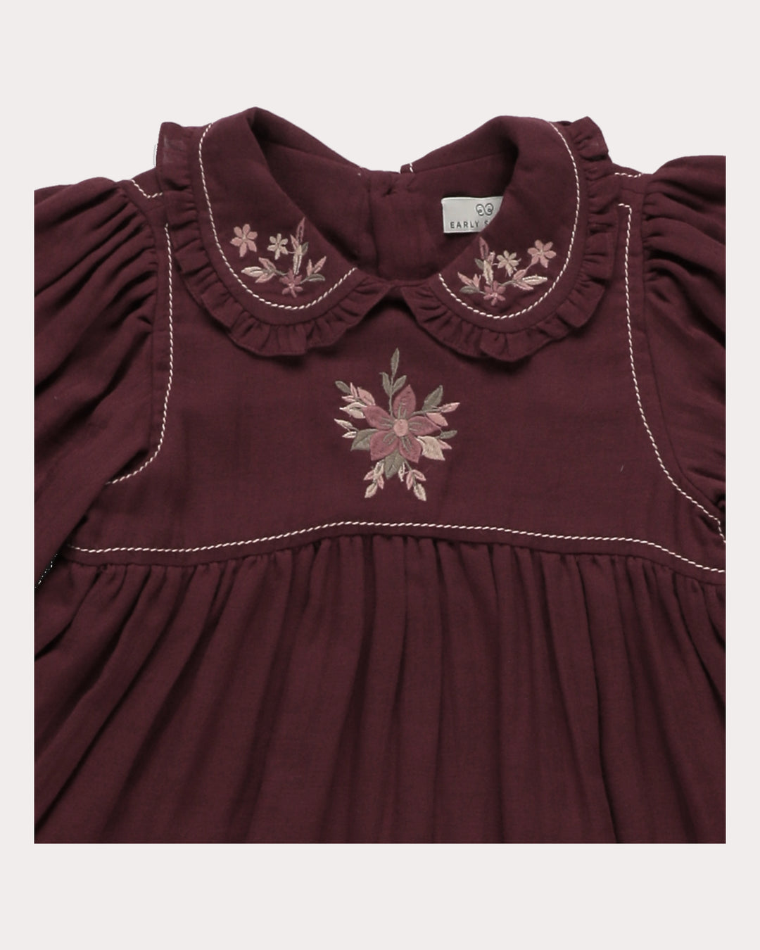 dress plaid tiered with ruffled collar - plum