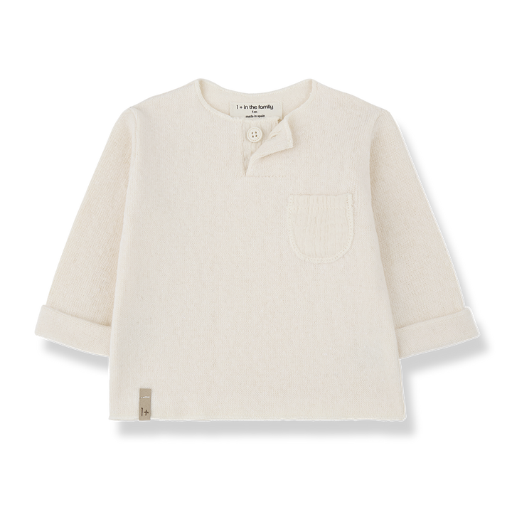 set knit henley shirt and pants - ecru