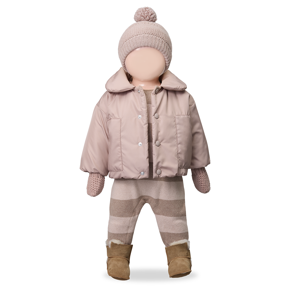 coat padded collared - nude