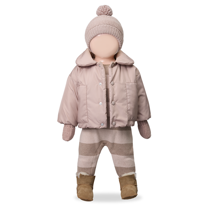 coat padded collared - nude