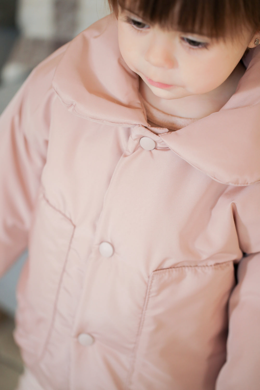 coat padded collared - nude