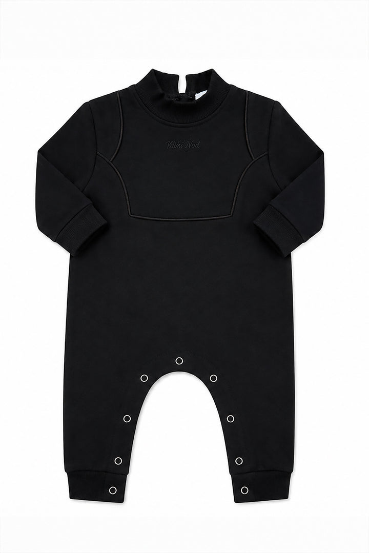 one piece french terry with piping - black