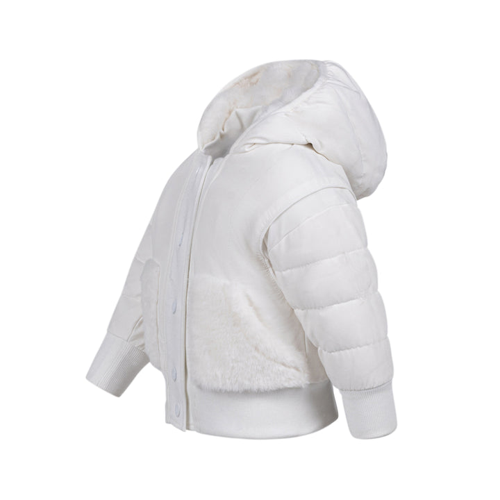 coat knit fur lined and pockets - white