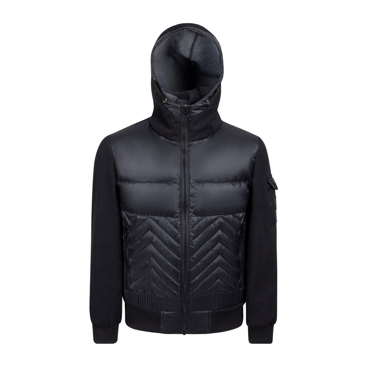 jacket puffy front sweat sleeves and hood - black