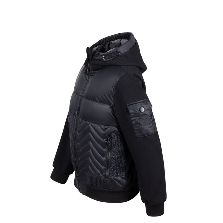 jacket puffy front sweat sleeves and hood - black