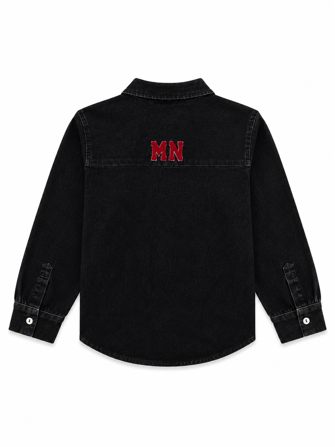 shirt l/s front button denim - black