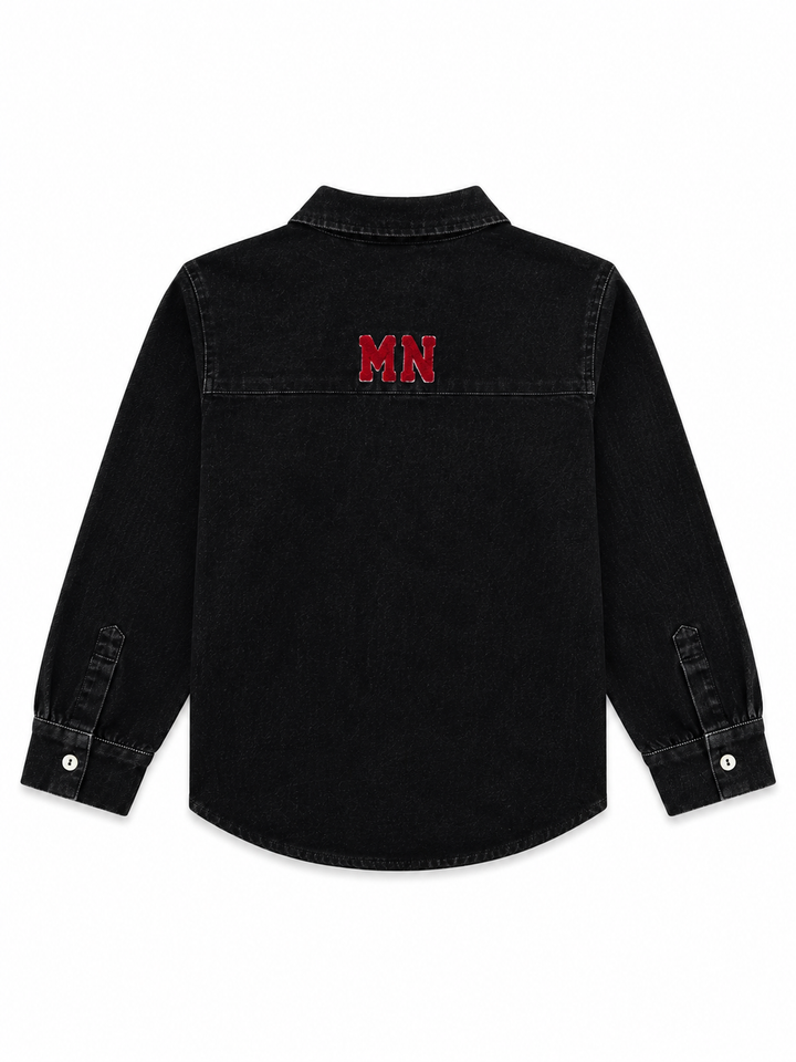 shirt l/s front button denim - black