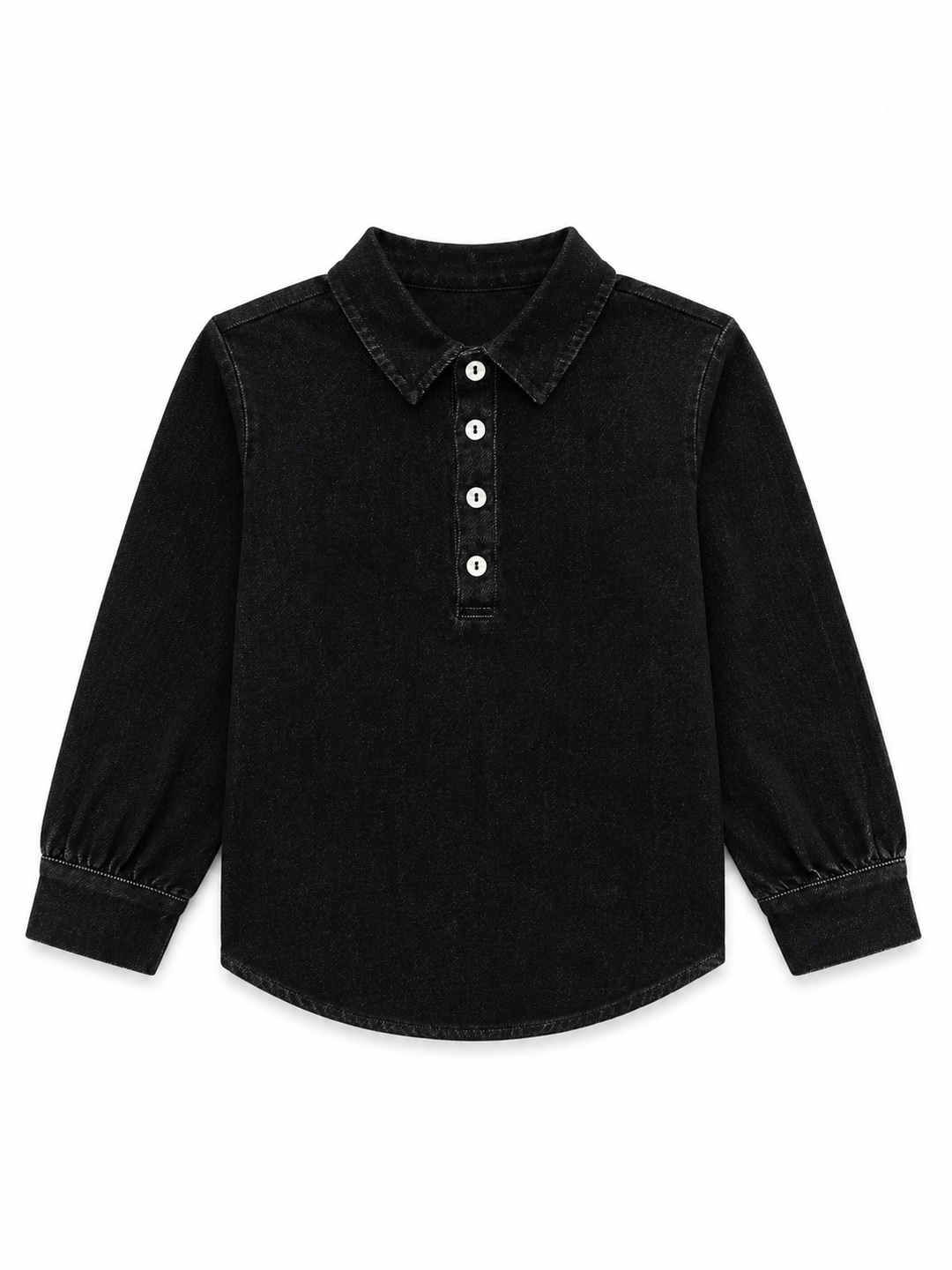 shirt l/s front button denim - black